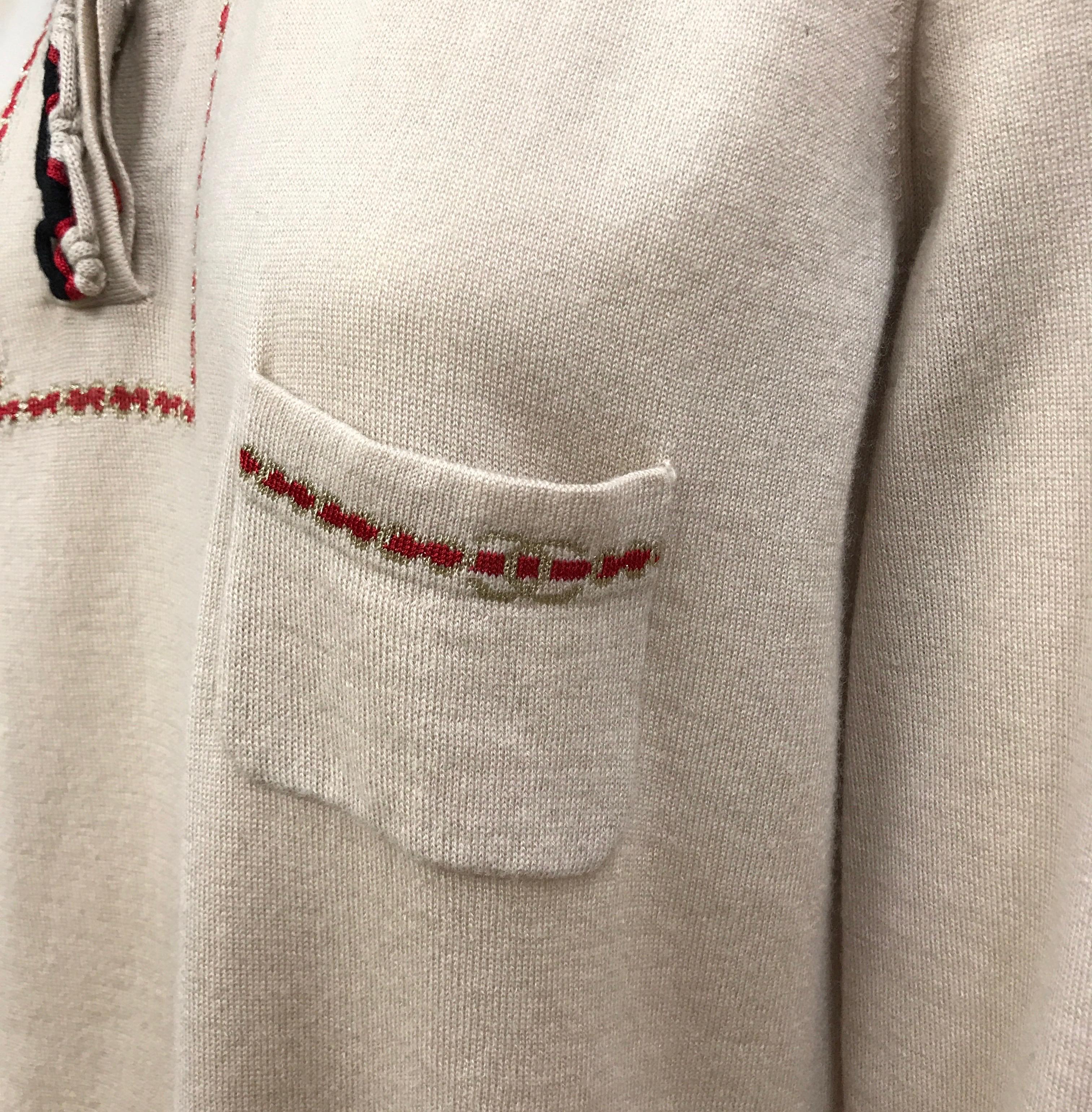 Women's Chanel Tan Cashmere Sweater w/ Trim Detail-48