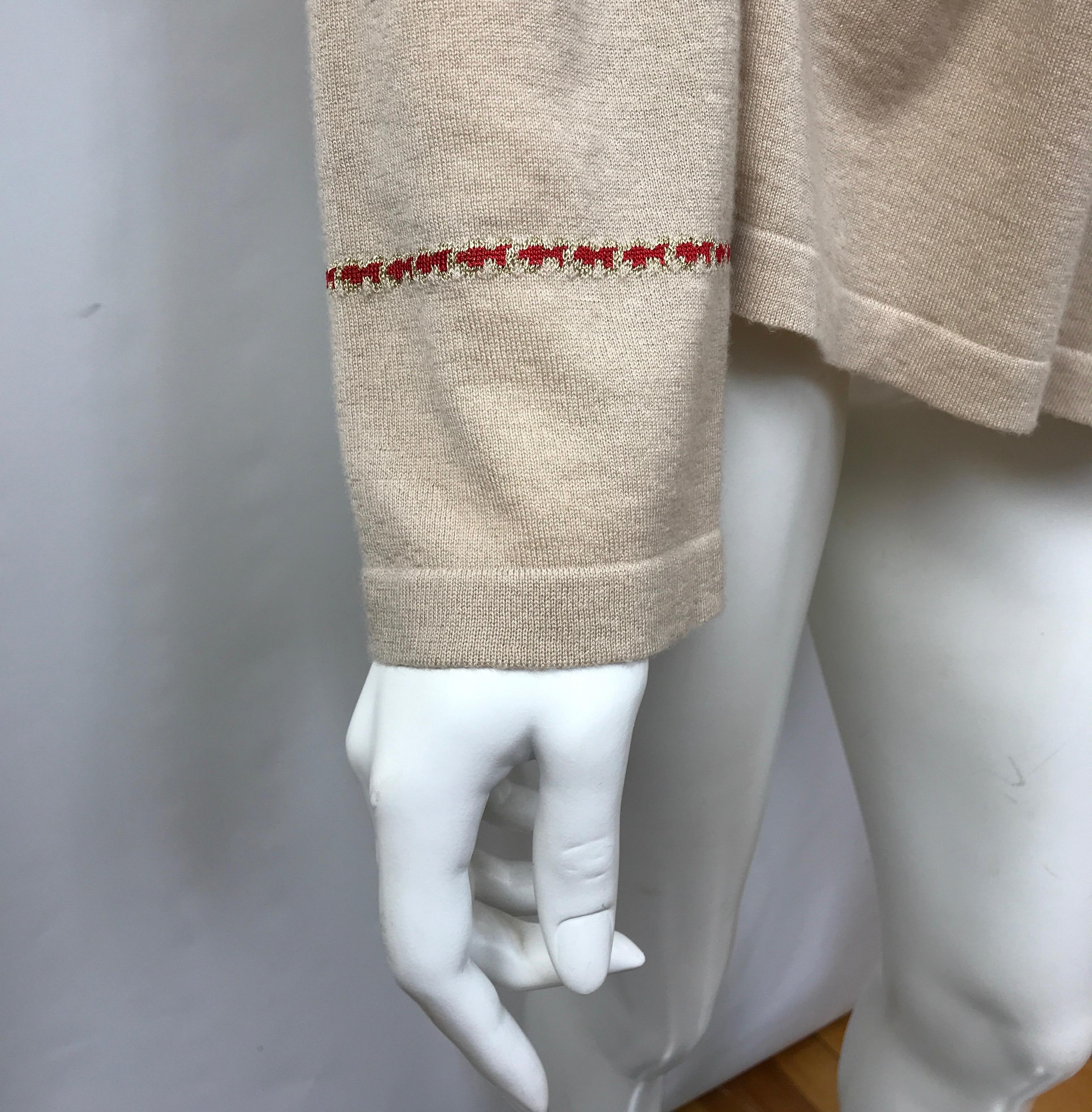 Chanel Tan Cashmere Sweater w/ Trim Detail-48 1