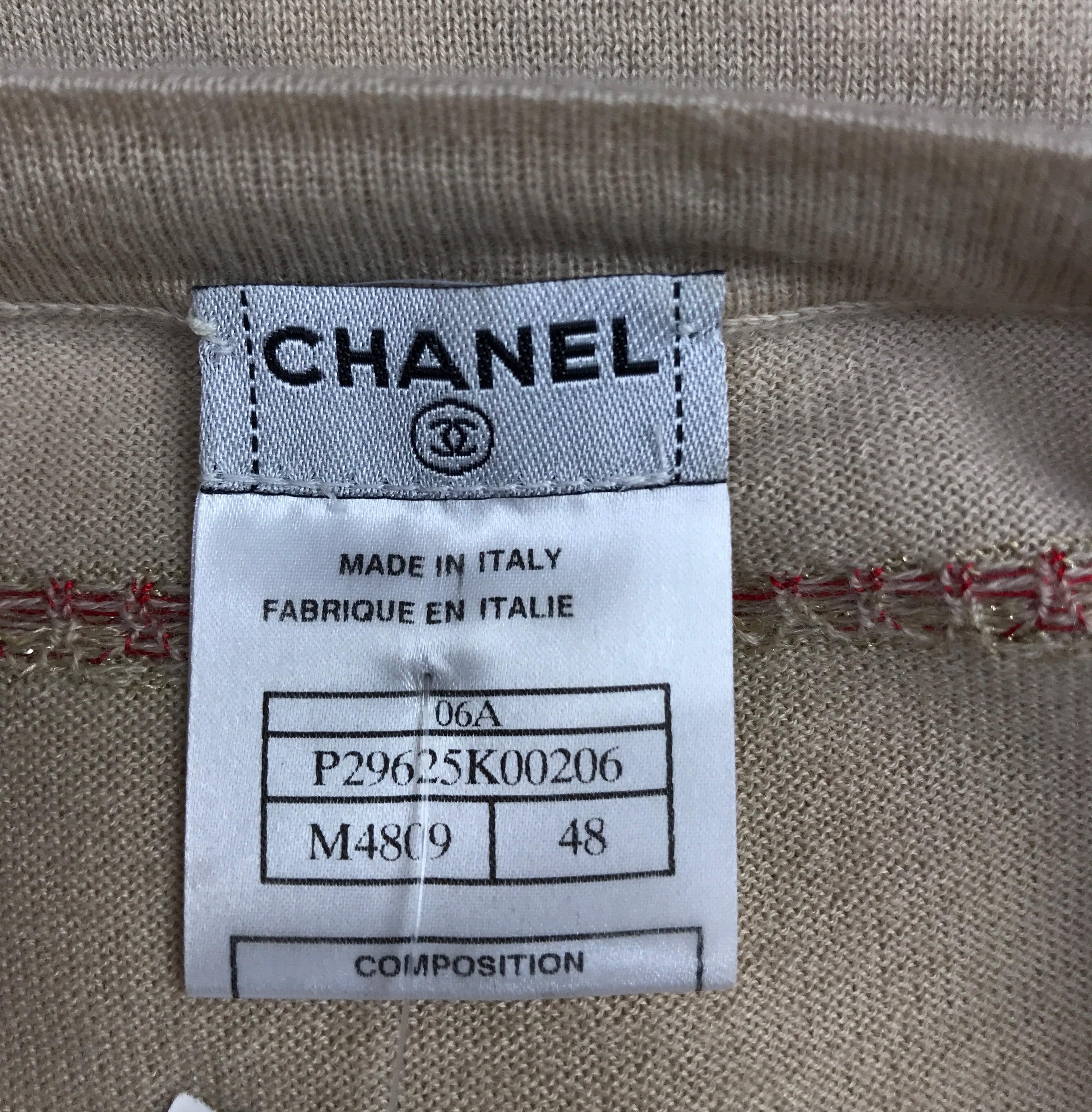 Chanel Tan Cashmere Sweater w/ Trim Detail-48 2