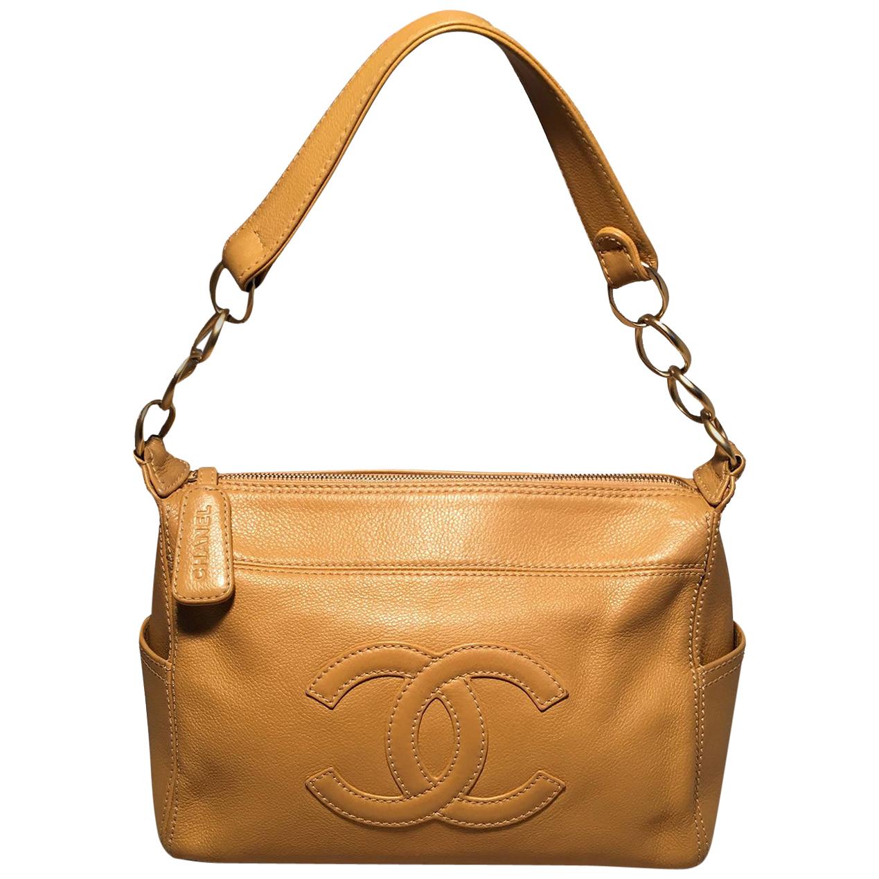 Chanel Tan Caviar CC Shoulder Bag