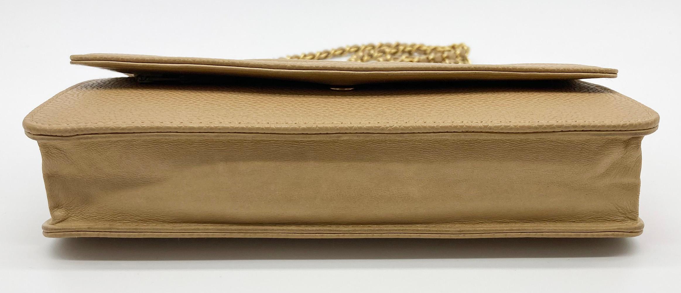 Chanel Tan Caviar Wallet on Chain WOC In Excellent Condition In Philadelphia, PA