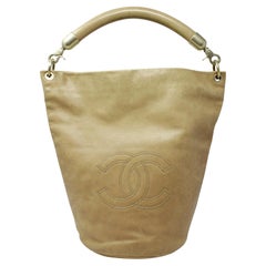 Chanel Tan CC Logo Bucket Bag