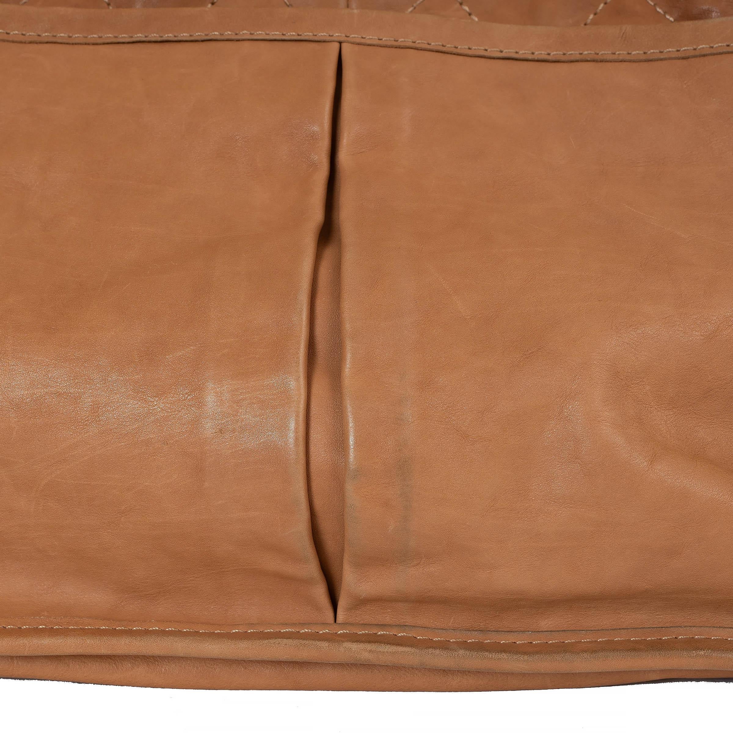 CHANEL tan leather 11C NATURAL BEAUTY Shopper Tote Bag For Sale 6
