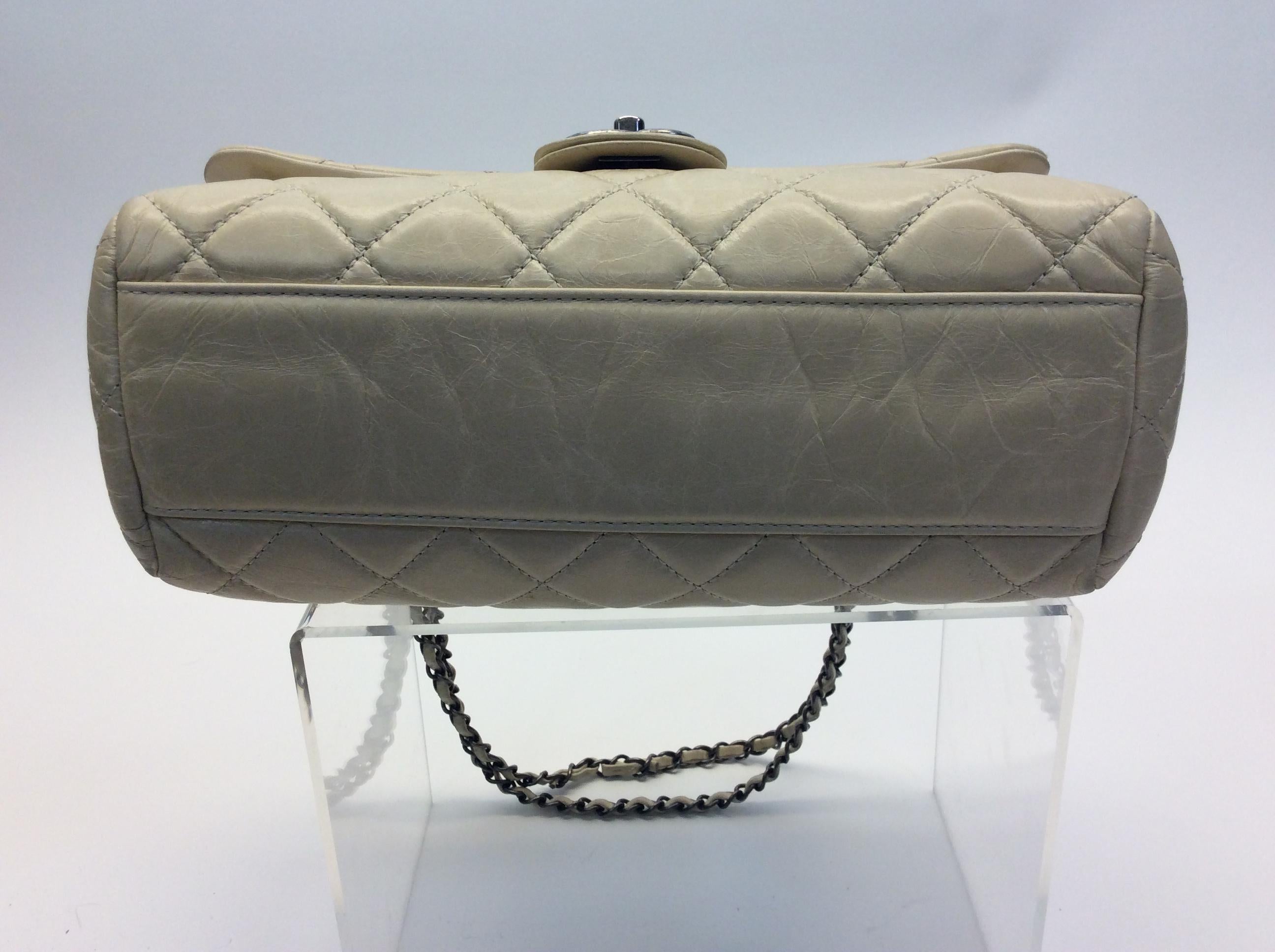 Chanel Tan Leather Flap with Gunmetal Hardware For Sale 1