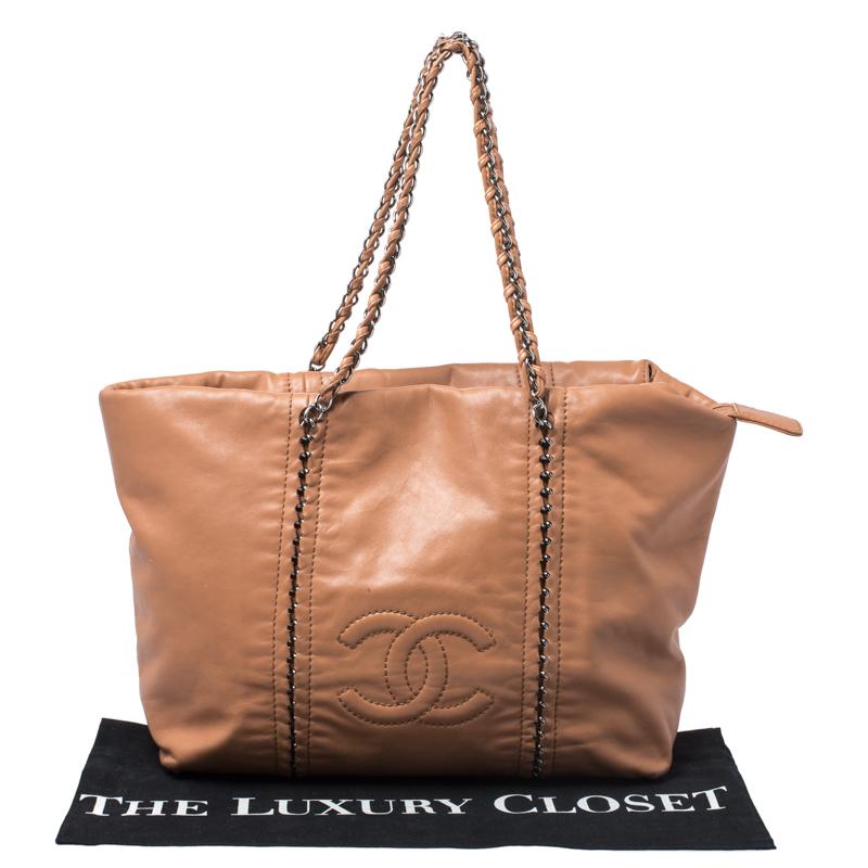 Chanel Tan Leather Medium Modern Chain Tote 7