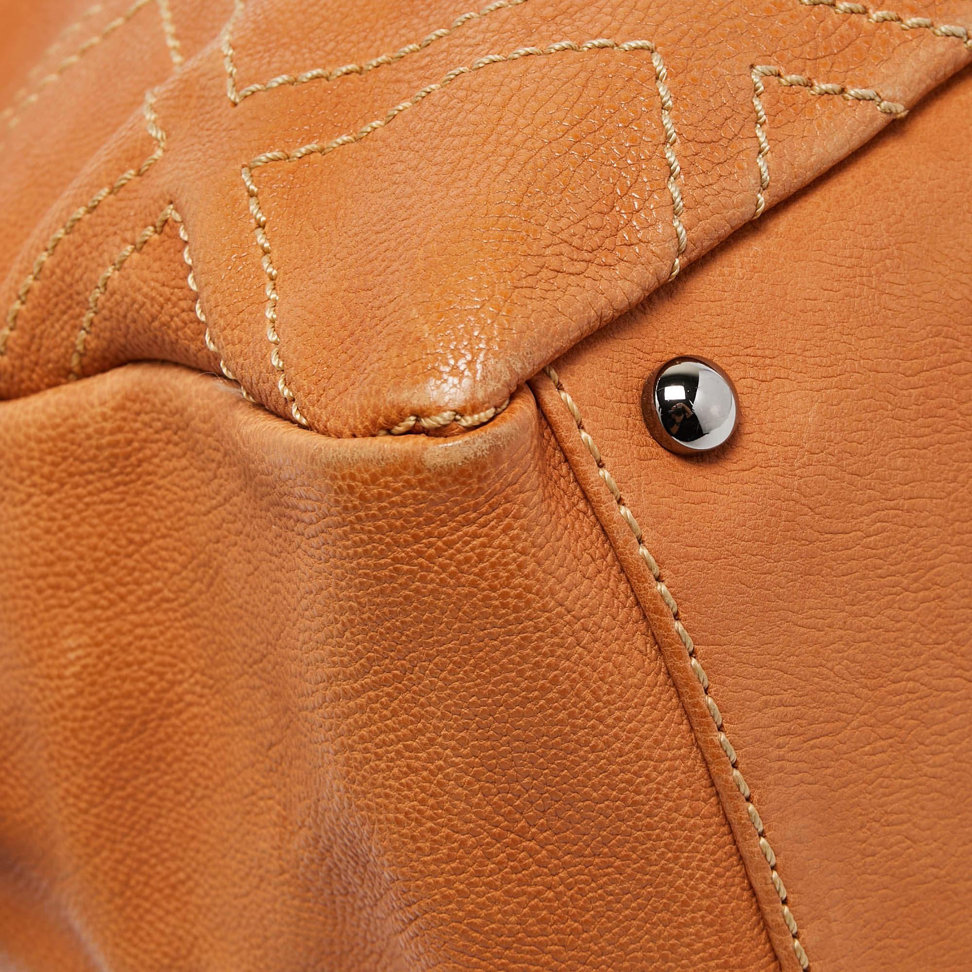 Chanel Tan Leather Triple Compartment Chain Shoulder Bag 8