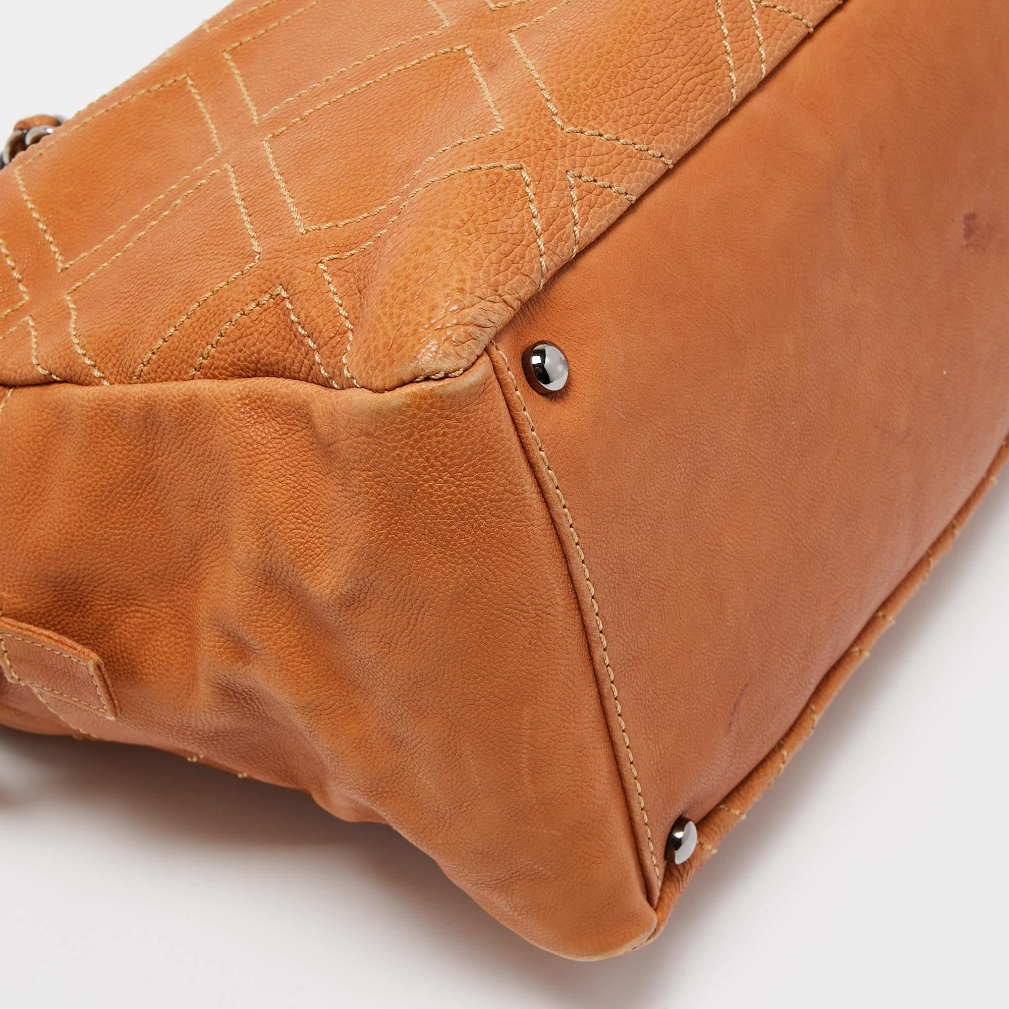 Chanel Tan Leather Triple Compartment Chain Shoulder Bag 15