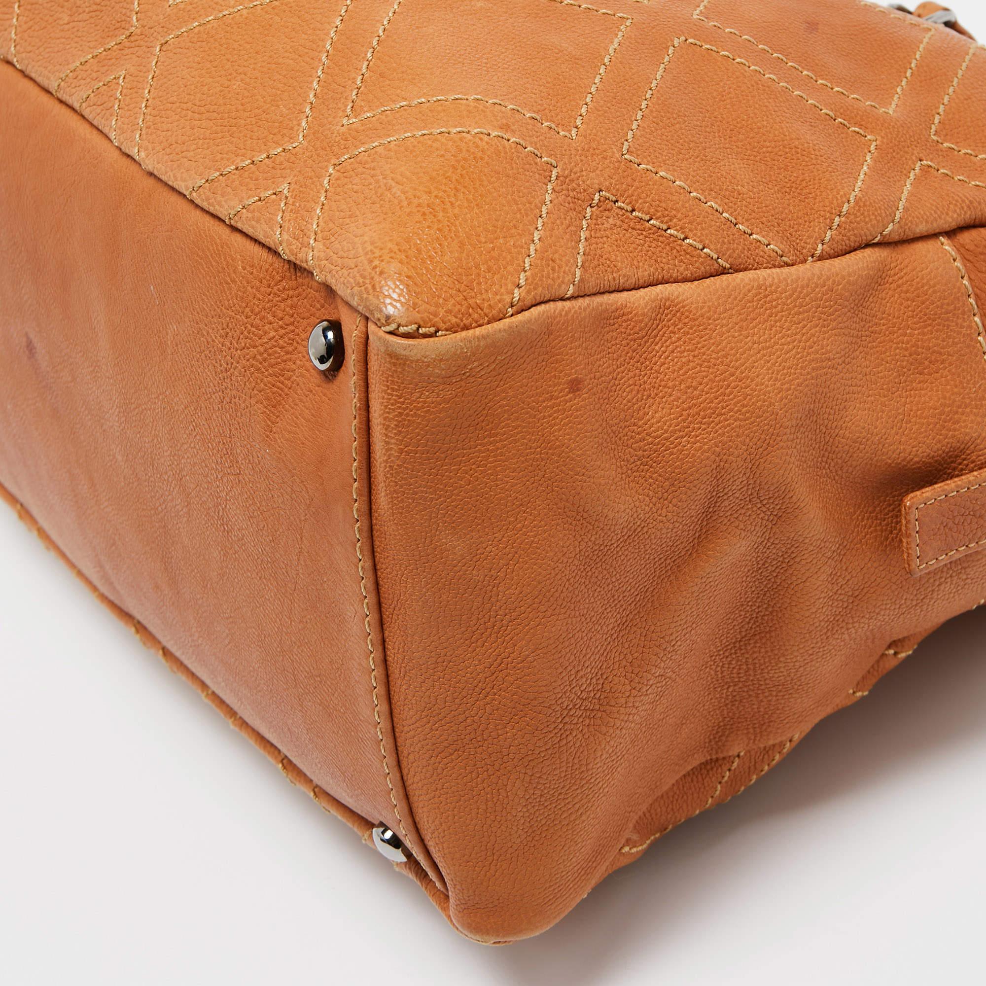 Chanel Tan Leather Triple Compartment Chain Shoulder Bag 16