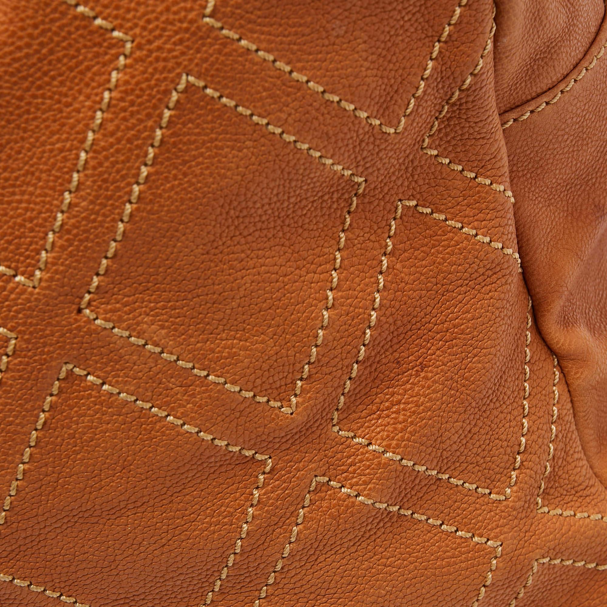 Chanel Tan Leather Triple Compartment Chain Shoulder Bag 5