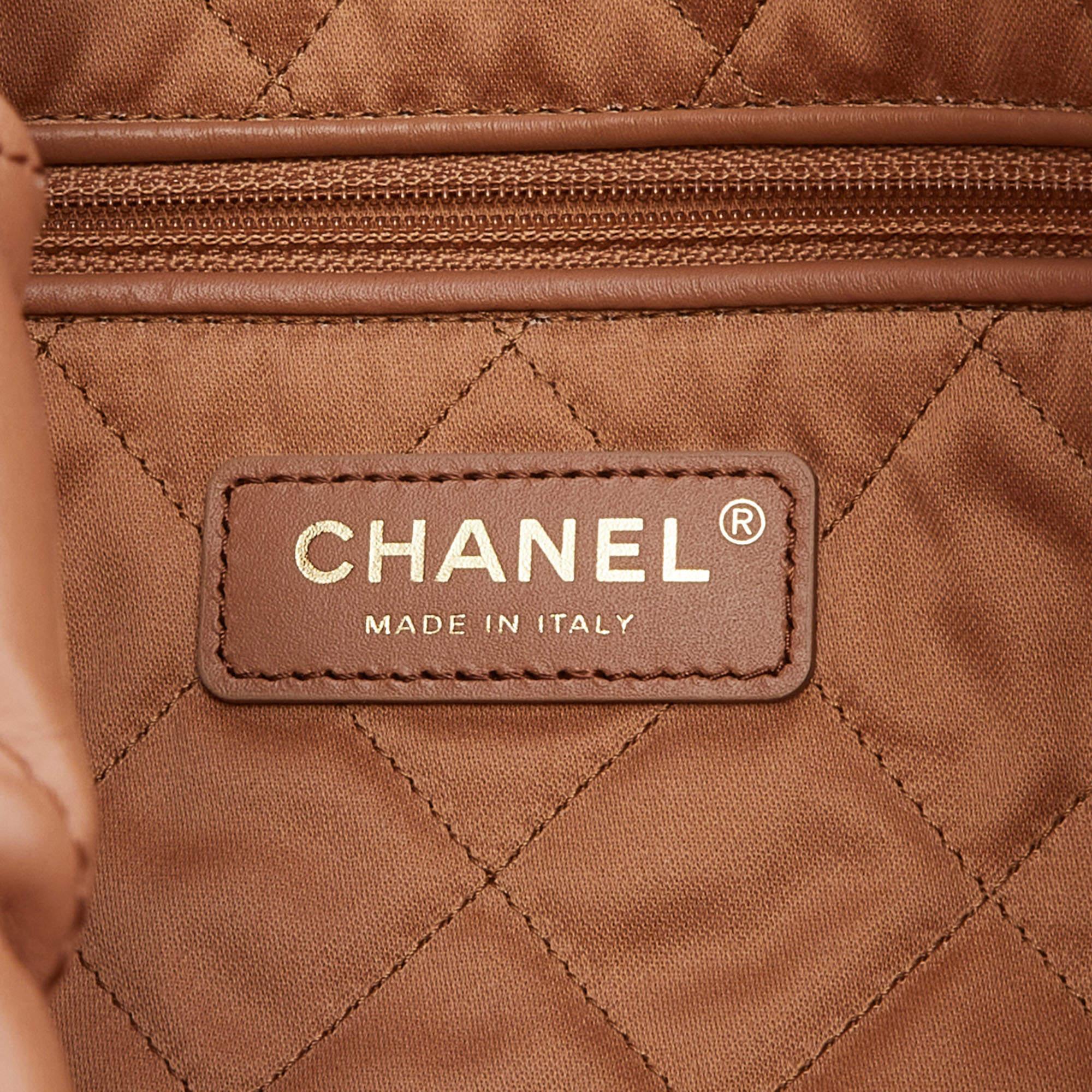 Chanel Tan Quilted Glossy Leather Drawstring 22 Bag 5