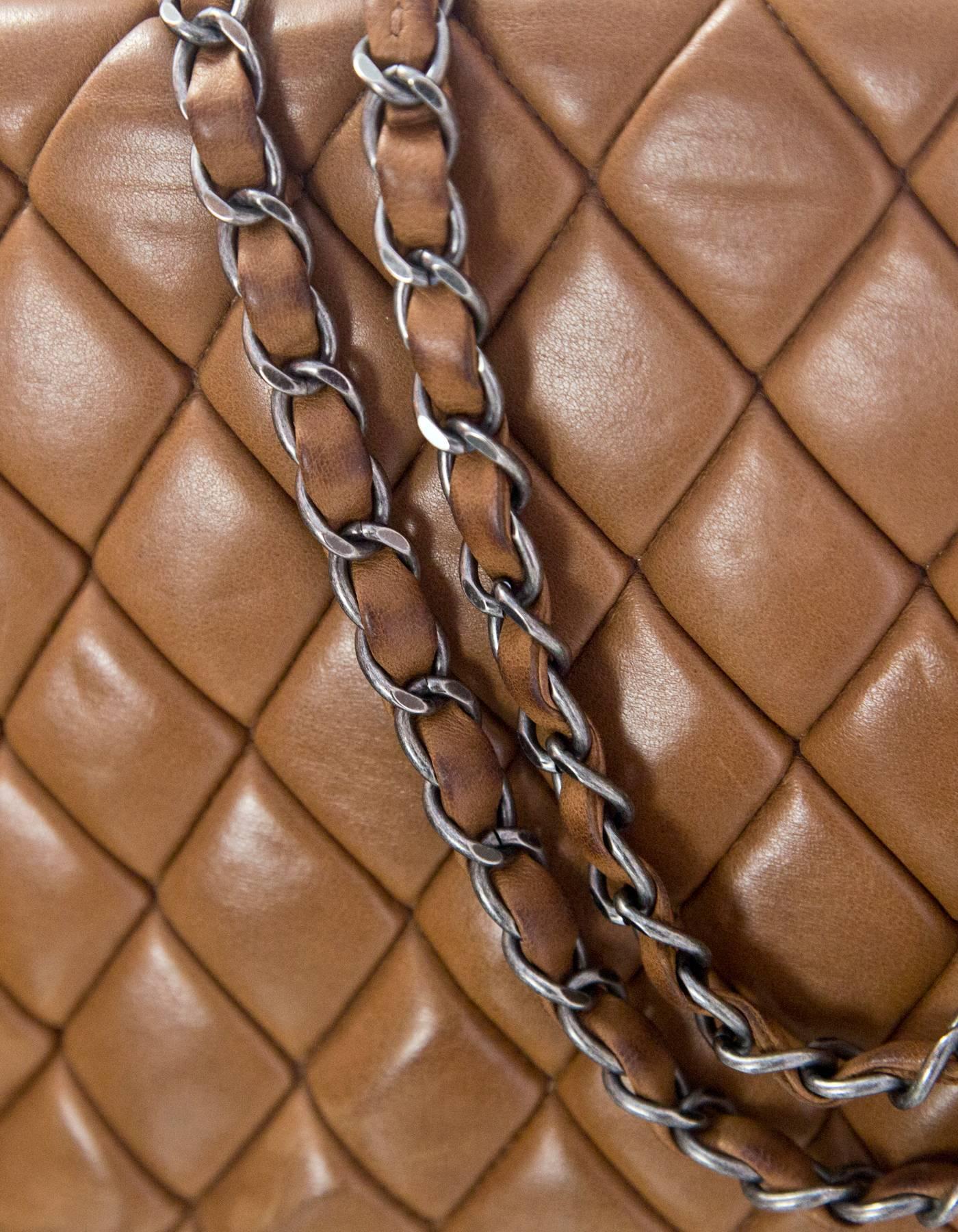 Women's Chanel Tan Quilted Lambskin Bubble Small Flap Bag 
