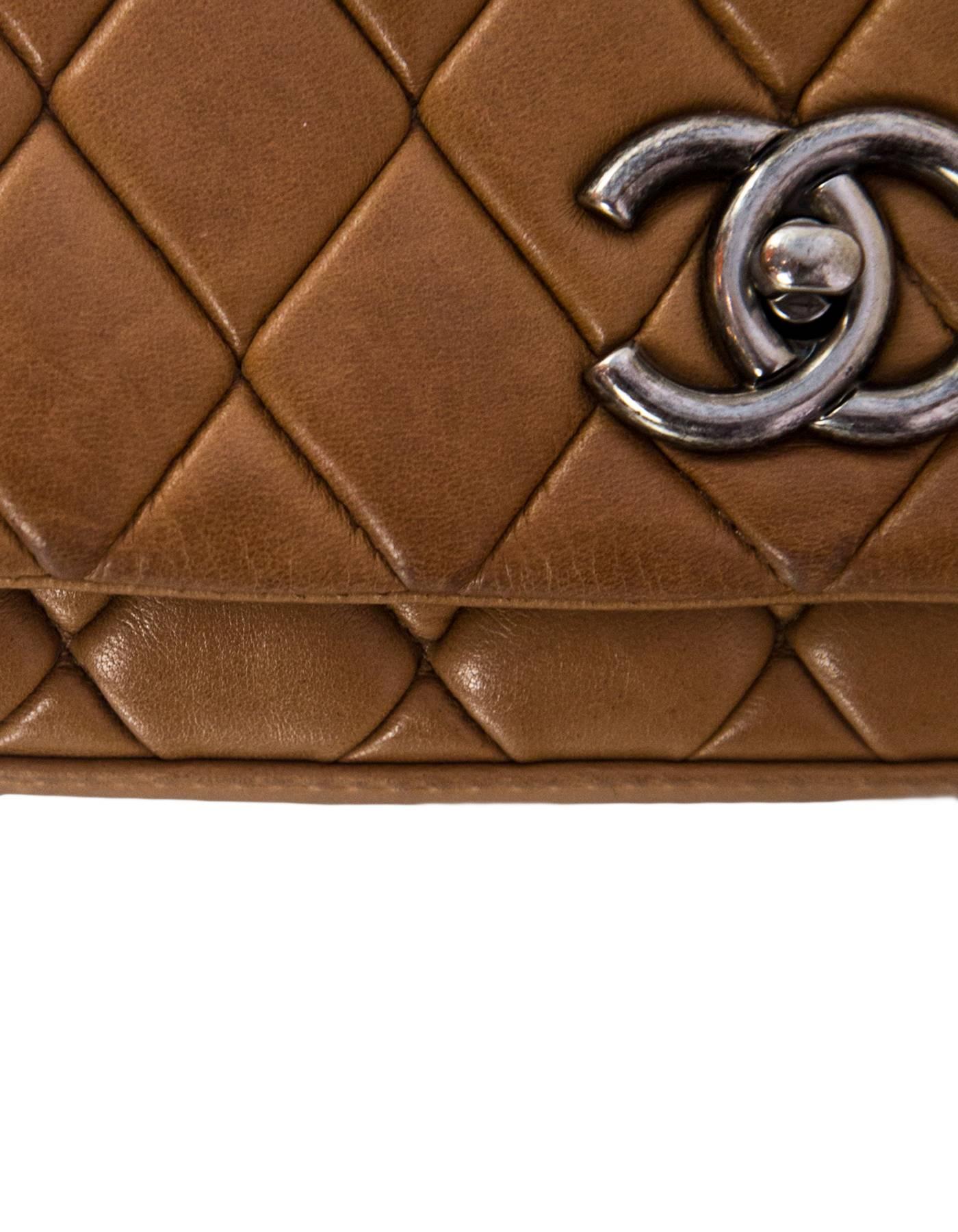 Chanel Tan Quilted Lambskin Bubble Small Flap Bag  1