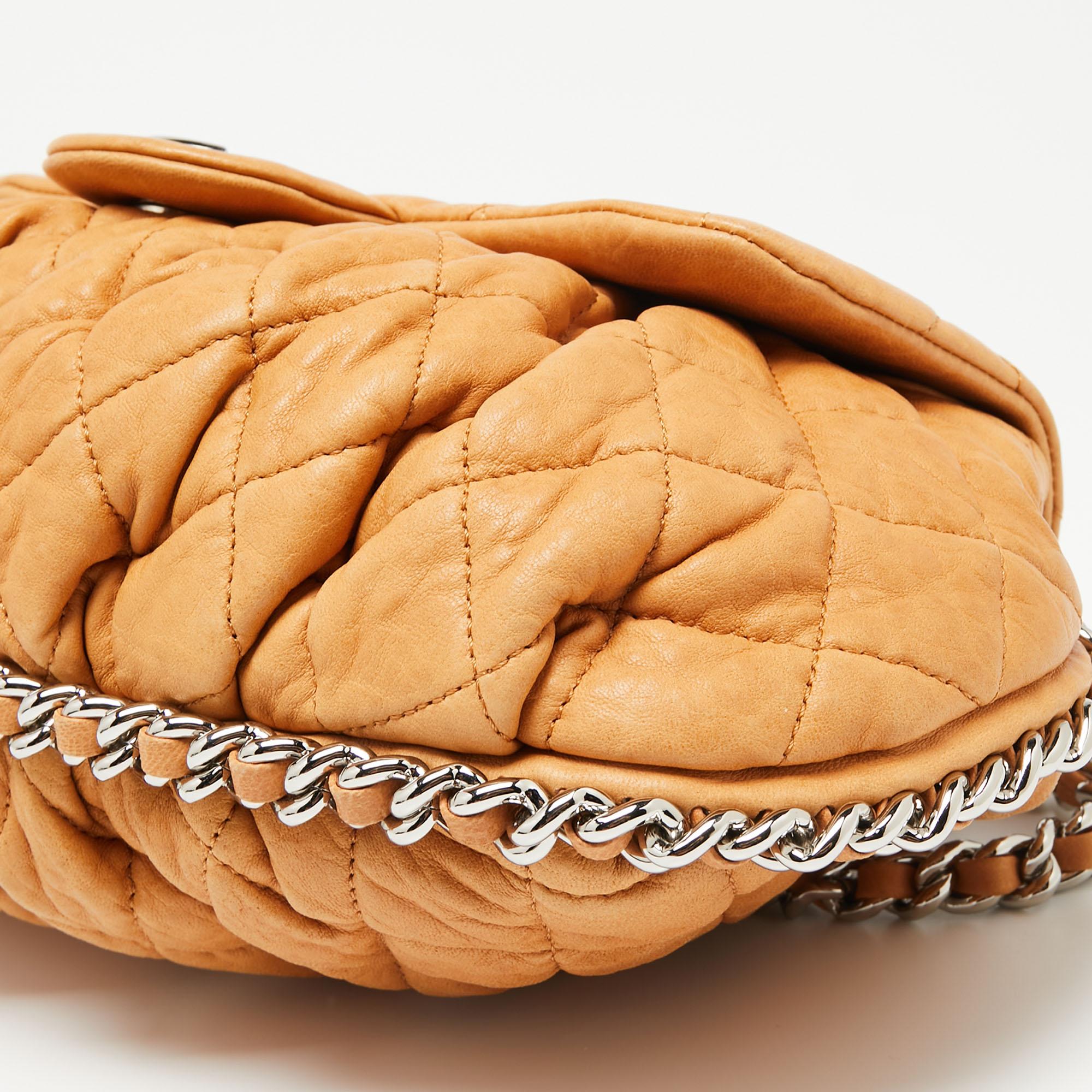 Chanel Tan Quilted Leather Chain Around Shoulder Bag 2