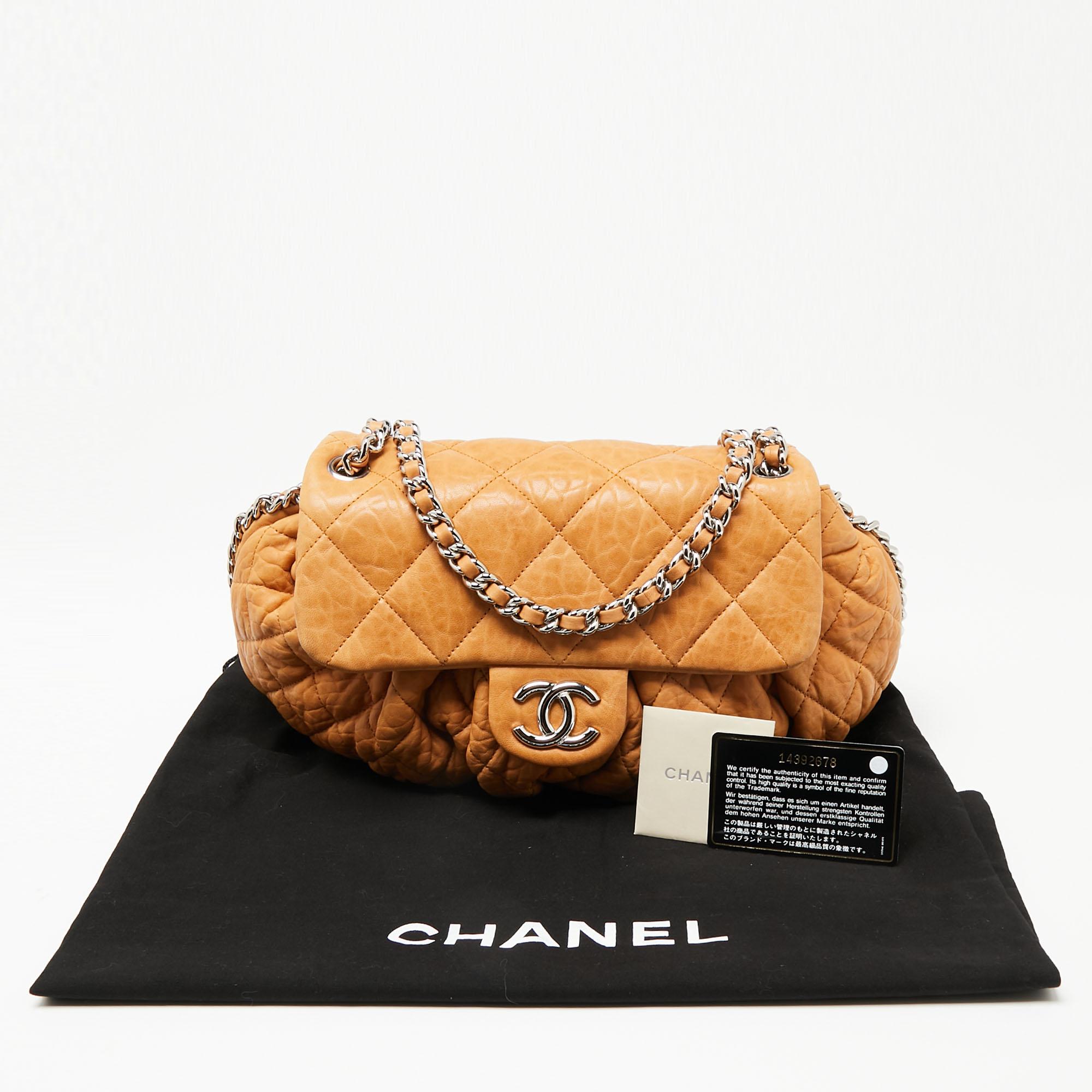 Chanel Tan Quilted Leather Chain Around Shoulder Bag 4