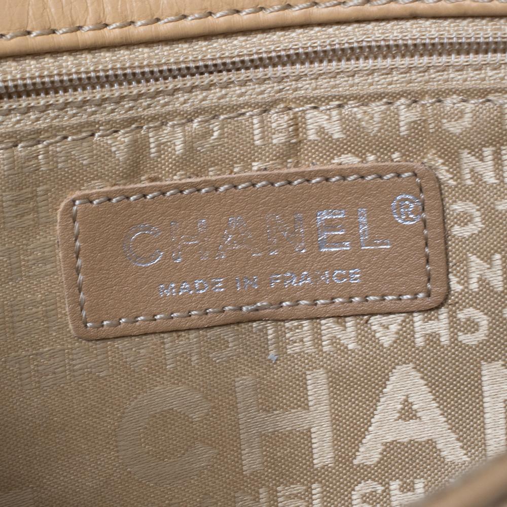 Chanel Tan Quilted Leather East West Flap Bag 2