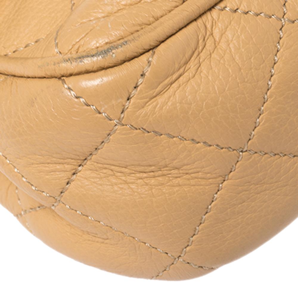 Chanel Tan Quilted Leather East West Flap Bag 3