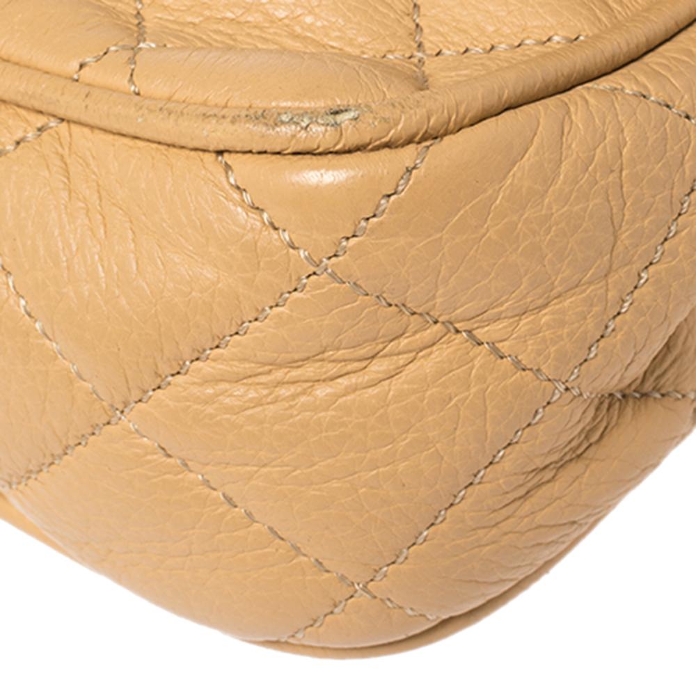 Beige Chanel Tan Quilted Leather East West Flap Bag