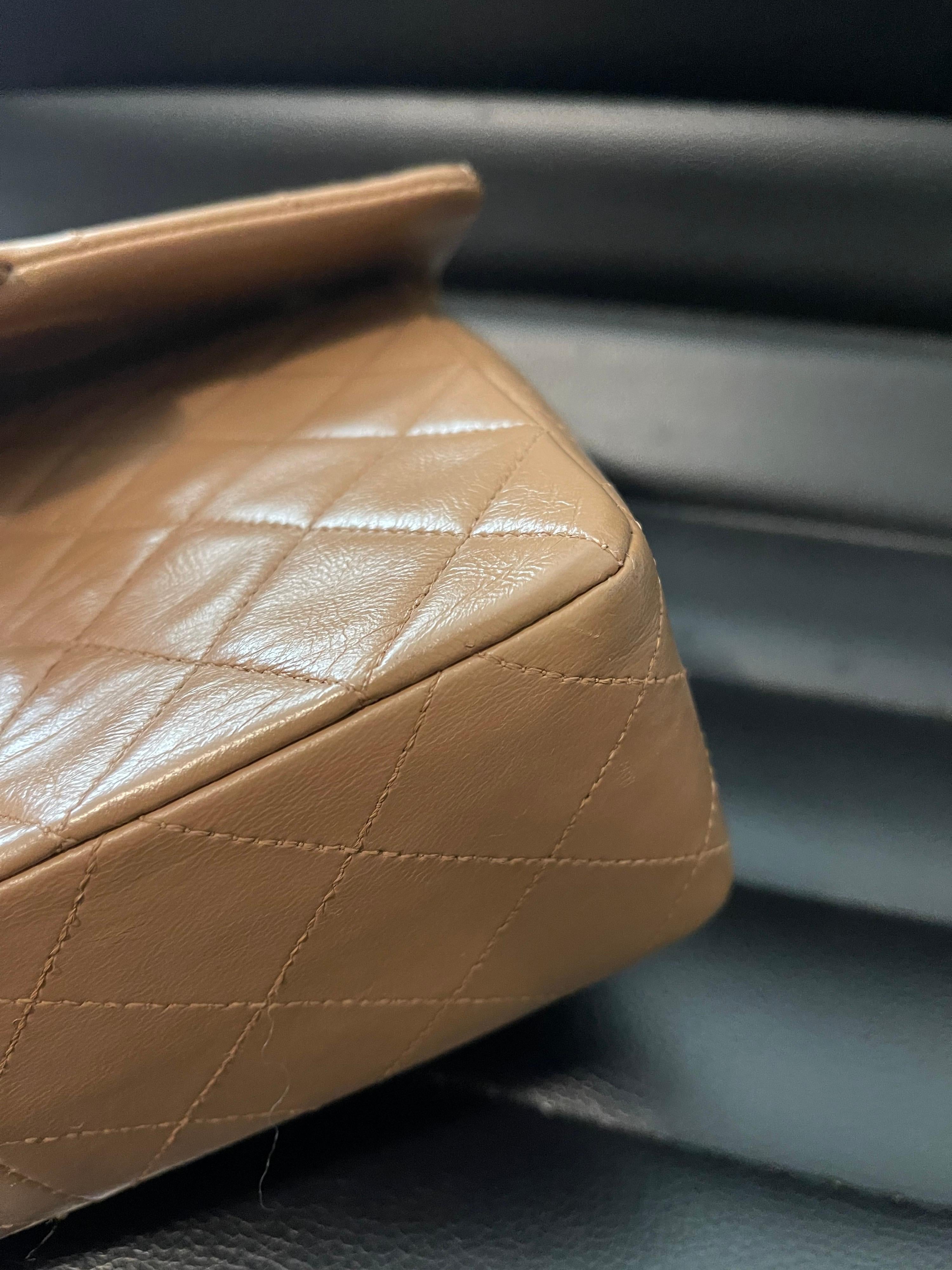 Chanel Tan Quilted Leather Shoulder Bag 1989-1991 8