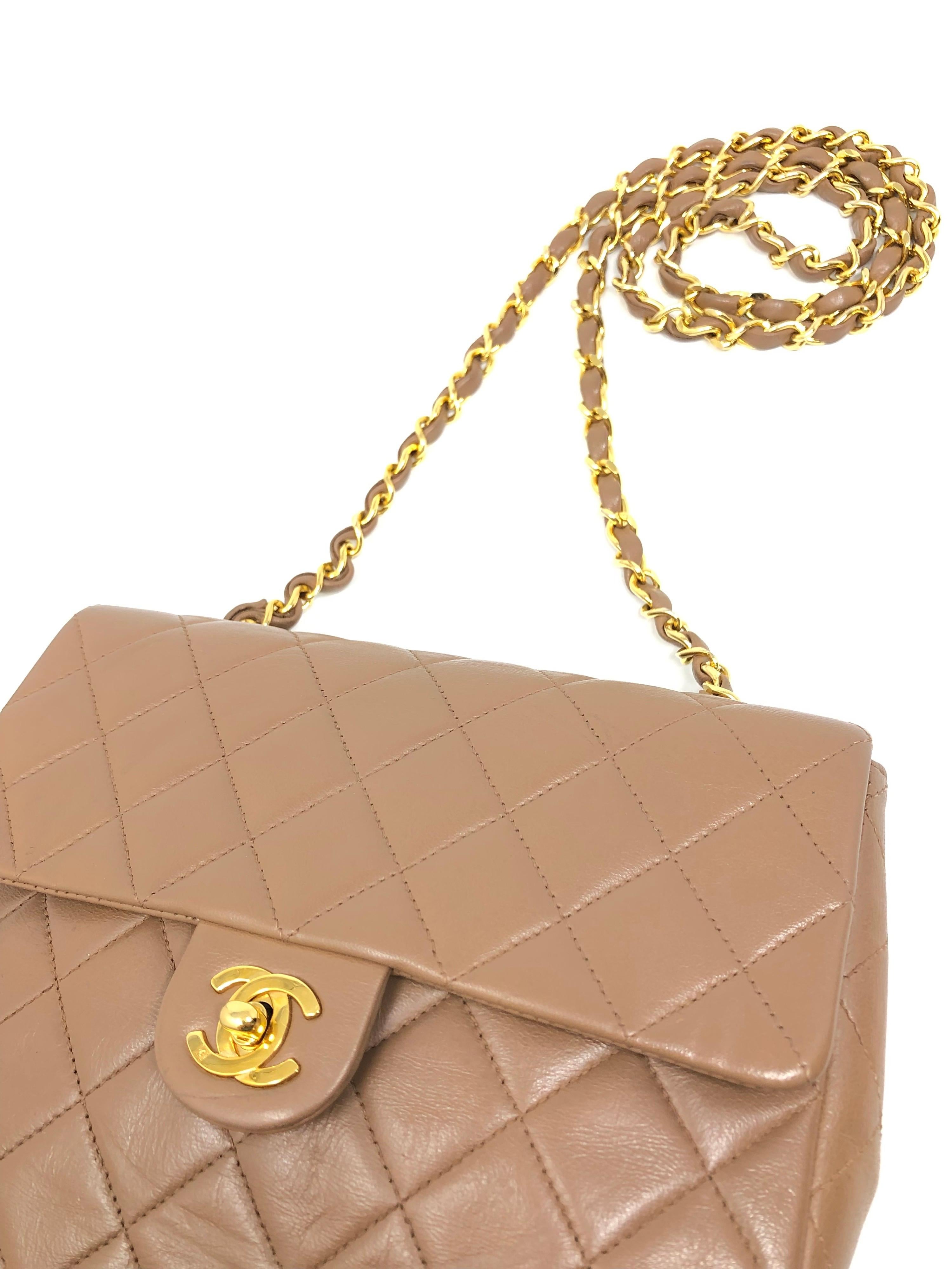 Women's Chanel Tan Quilted Leather Shoulder Bag 1989-1991