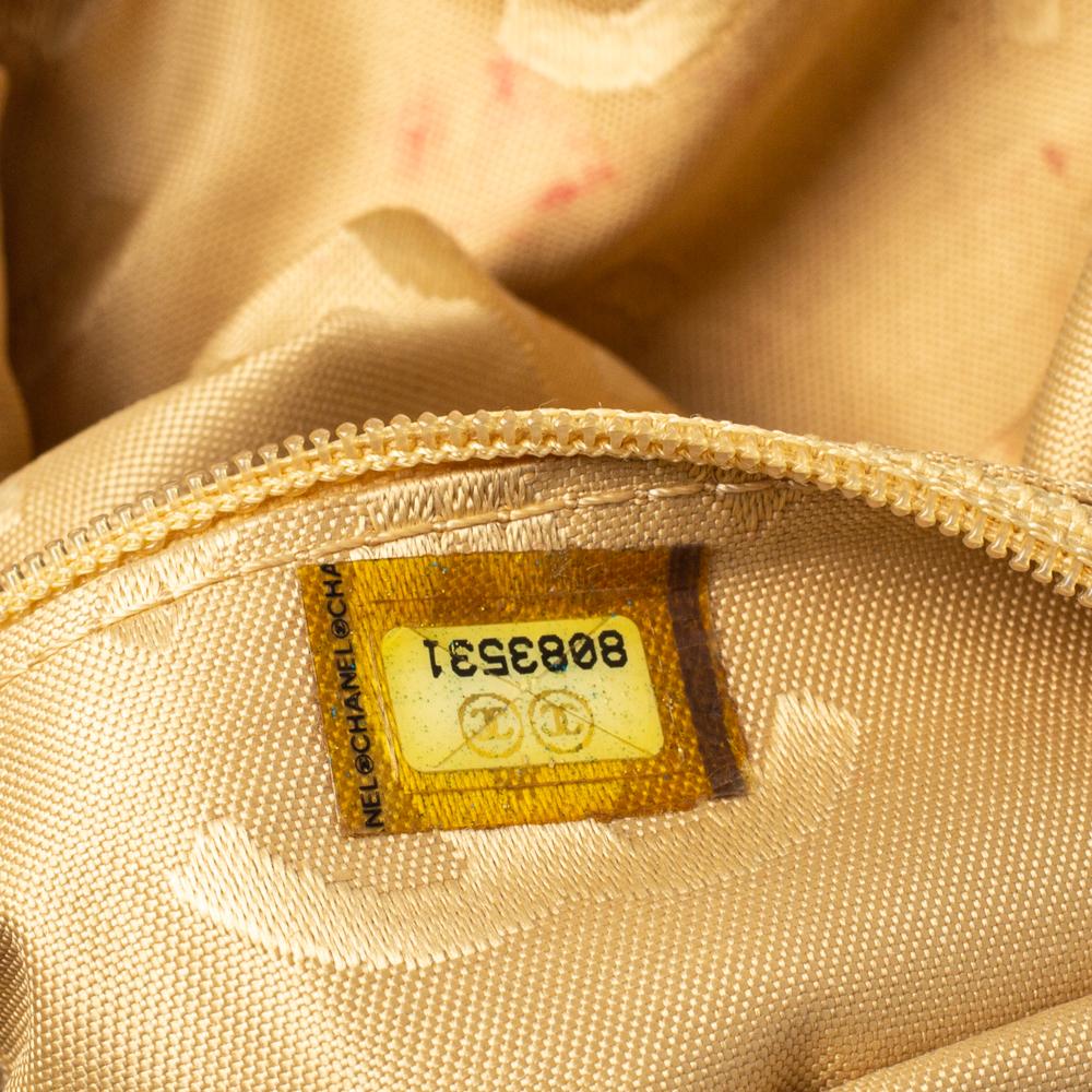 Chanel Tan Weiches genarbtes Leder CC Holzgriff Tasche (Braun)