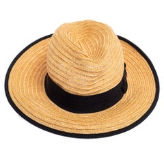 Chanel Tan Straw CC Fedora Hat S