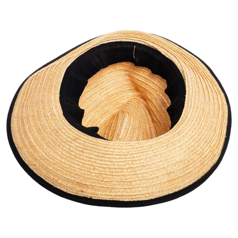 Chanel Tan Straw CC Fedora Hat S