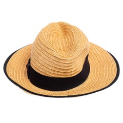 Chanel Tan Straw CC Fedora Hat S