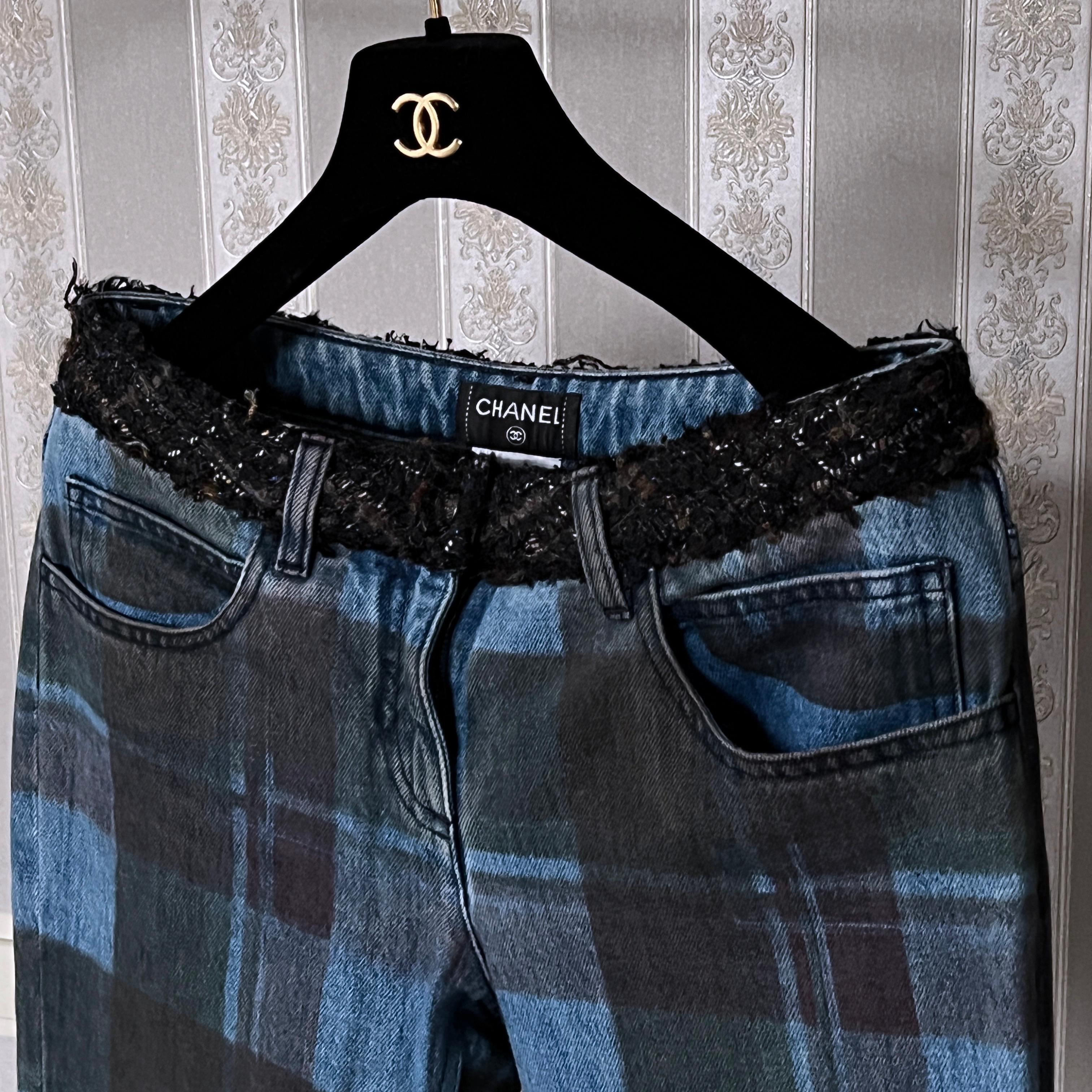 Chanel Edinburgh Tartan Blue Runway Jeans 4