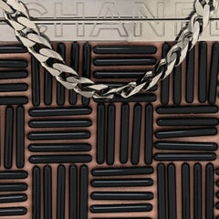 Chanel Taupe Beige Logo Nameplate Satin Silk Beaded Red Carpet Gala Clutch