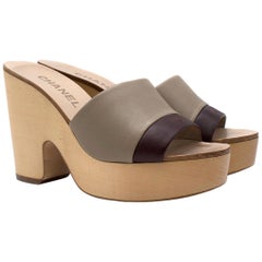 Chanel Taupe 
Burgundy Leather Mules  36.5 (IT)