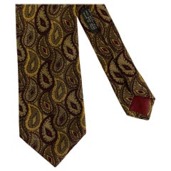 CHANEL Taupe Burgundy Paisley Silk Tie