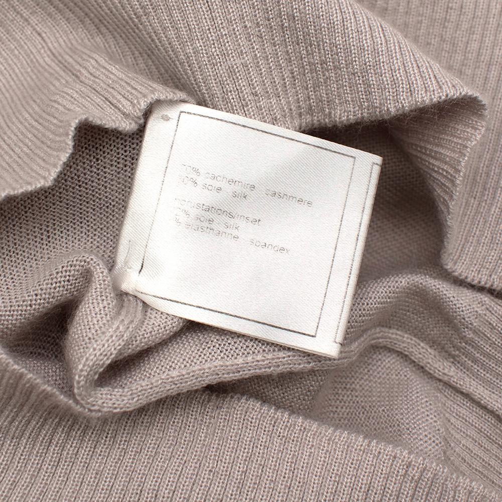 Chanel Taupe Collared Cashmere-Blend Jumper - Size US 10 For Sale 4