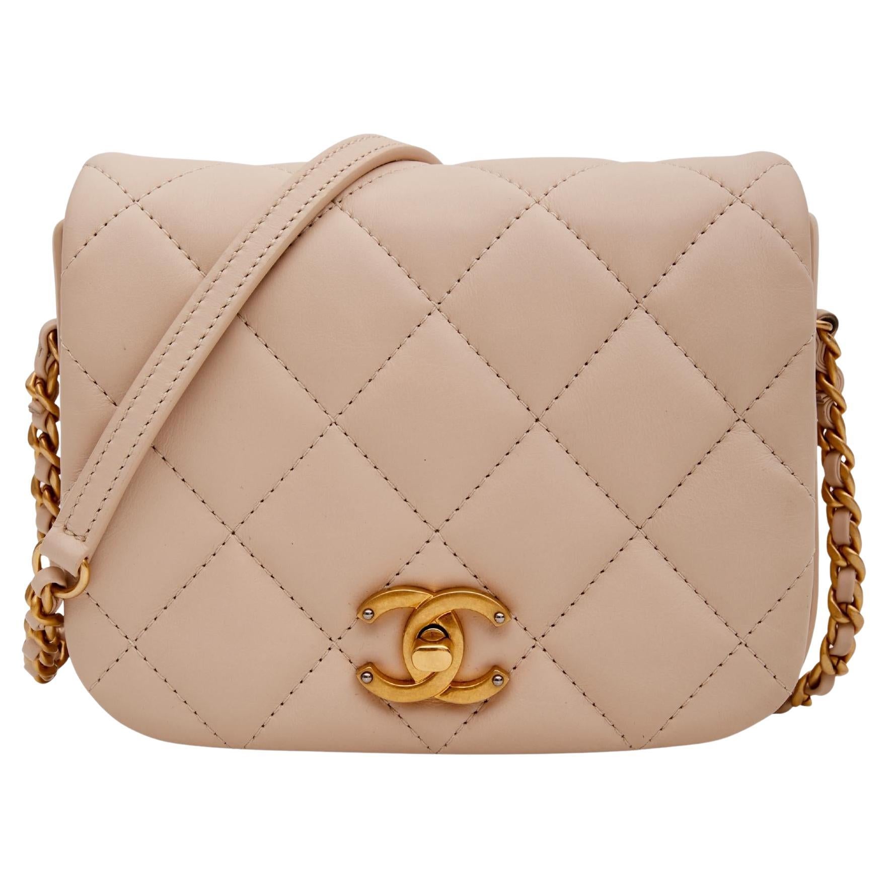 CHANEL Medium Fashion Therapy Flap Quilted Caviar Crossbody Bag Nude