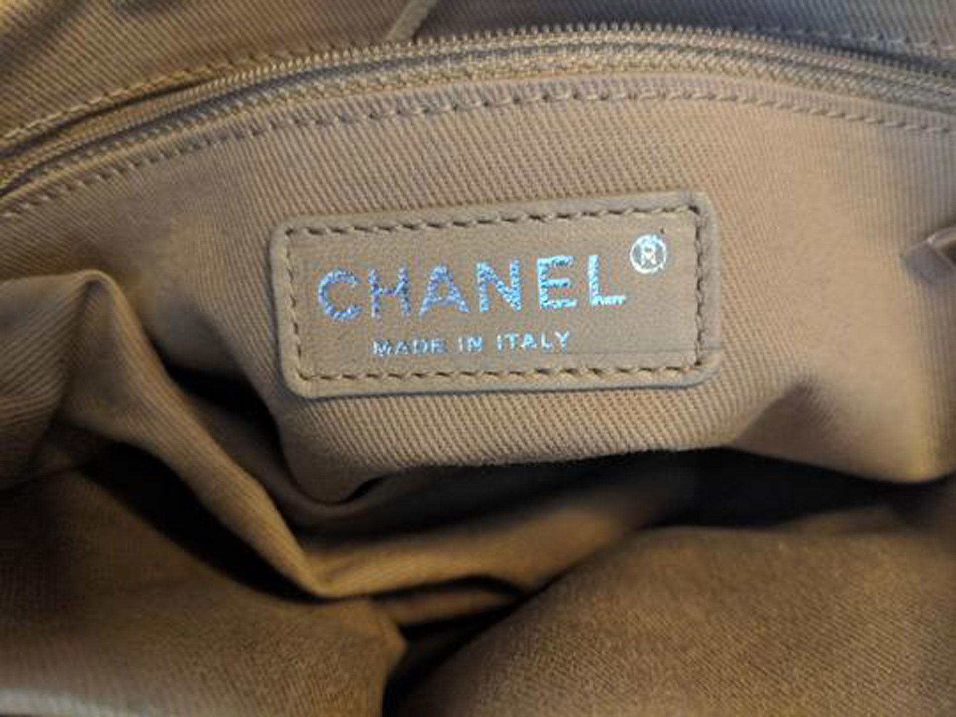 Chanel Taupe Laser Cut Icon Suede Calfskin Icons Tote For Sale 1
