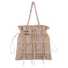 Chanel Taupe Laser Cut Icon Suede Calfskin Icons Tote