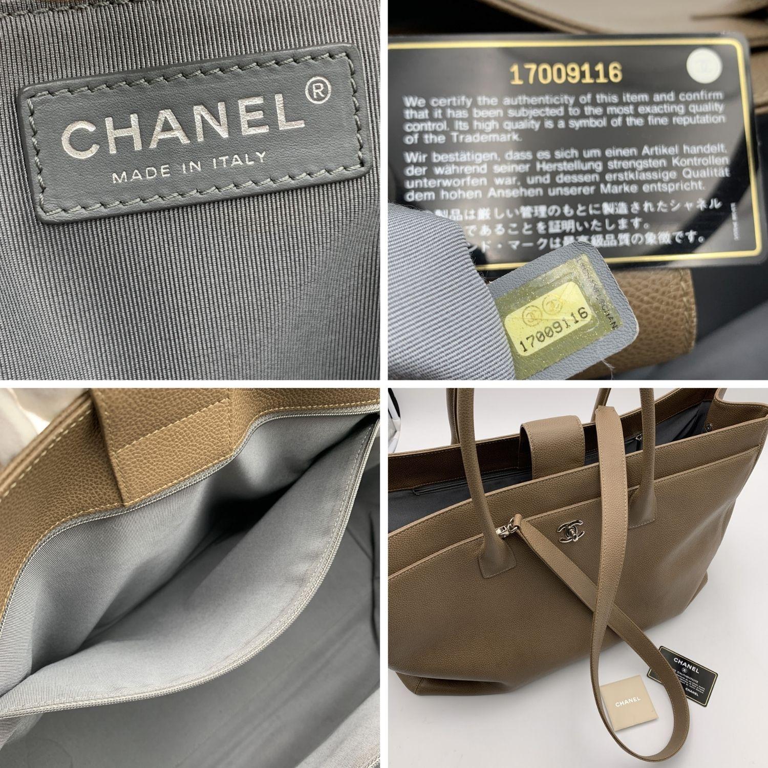 Chanel Taupe Pebbled Leather Executive XL Tote Bag with Strap 5