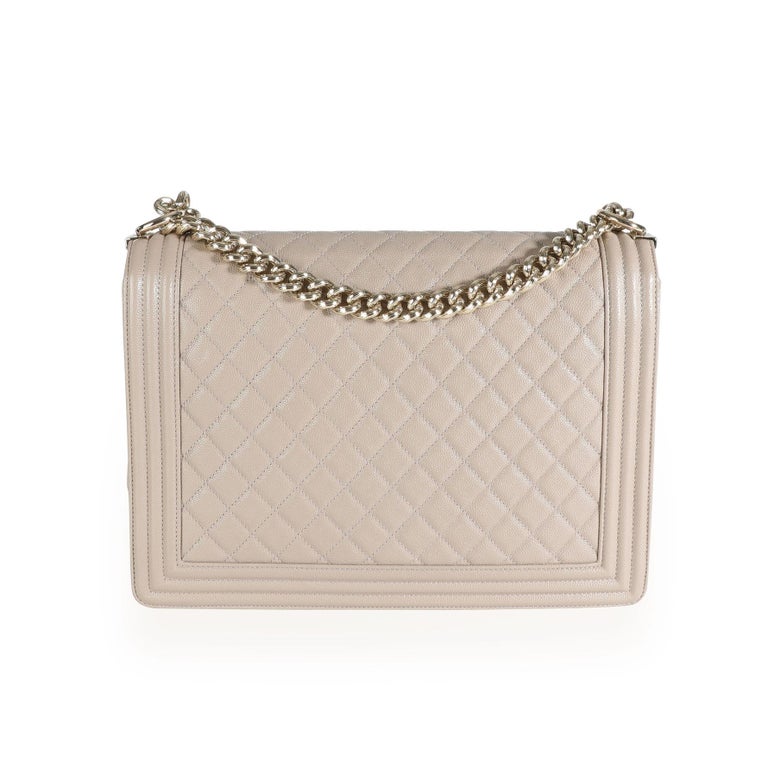 Chanel Taupe Quilted Caviar XL Boy Bag For Sale at 1stDibs