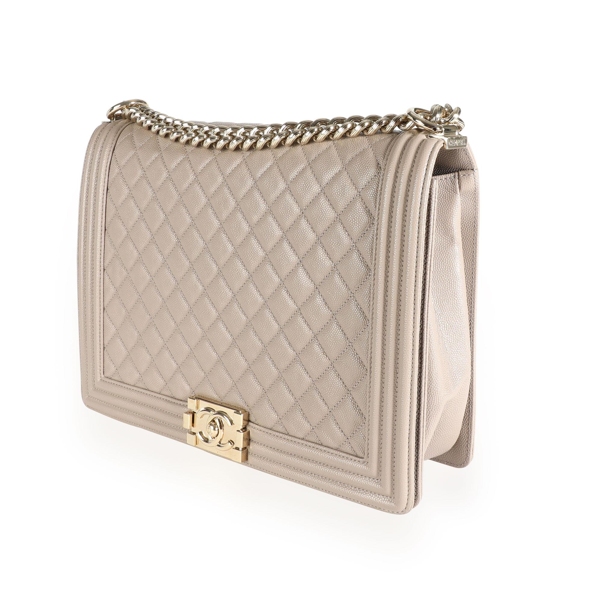 Chanel Taupe Quilted Caviar XL Boy Bag 1