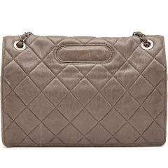 CHANEL, Taupe Quilted Washed Lambskin Take Away Flap Ruthenium Hardware, 2011