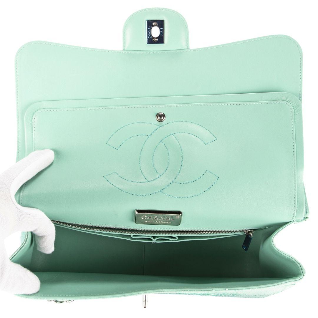 Chanel Teal 2015 Jumbo Ombre Double Flap Bag For Sale 3