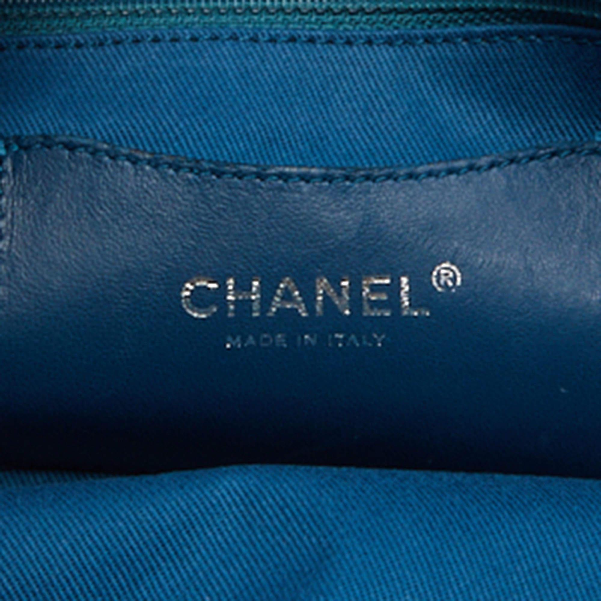 Chanel Teal Blue Quilted Leather Just Mademoiselle Bowler Bag For Sale 1