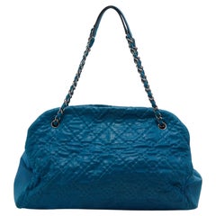 Chanel Teal Blue Quilted Leather Just Mademoiselle Bowler Bag