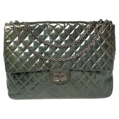 Chanel Teal Blue Quilted Patent Leather XL Maxi Reissue Flap Bag