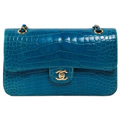 Chanel - Sac à double rabat en alligator brillant Teal