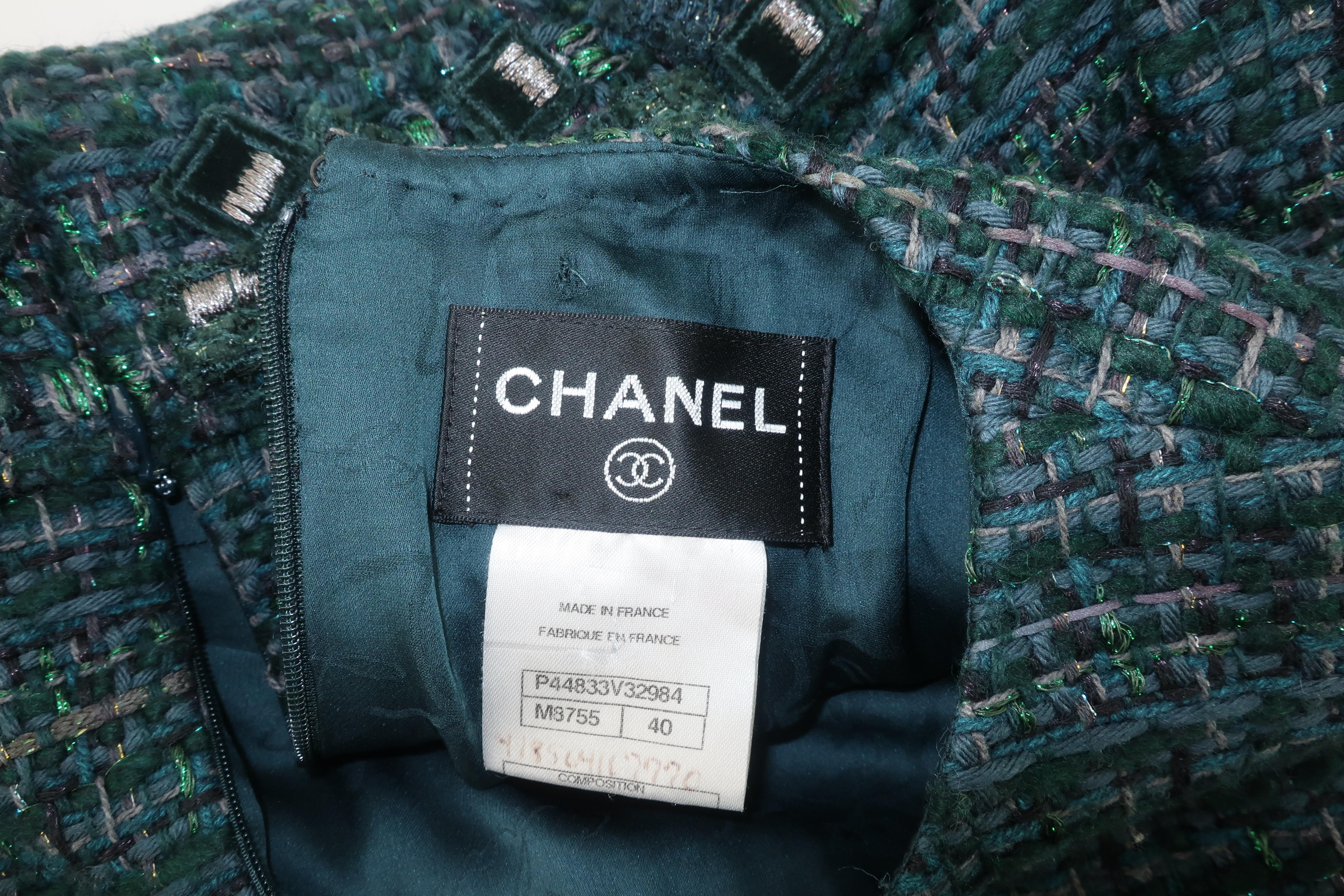 Chanel Teal Green Wool Tweed Dress, Fall 2012 7