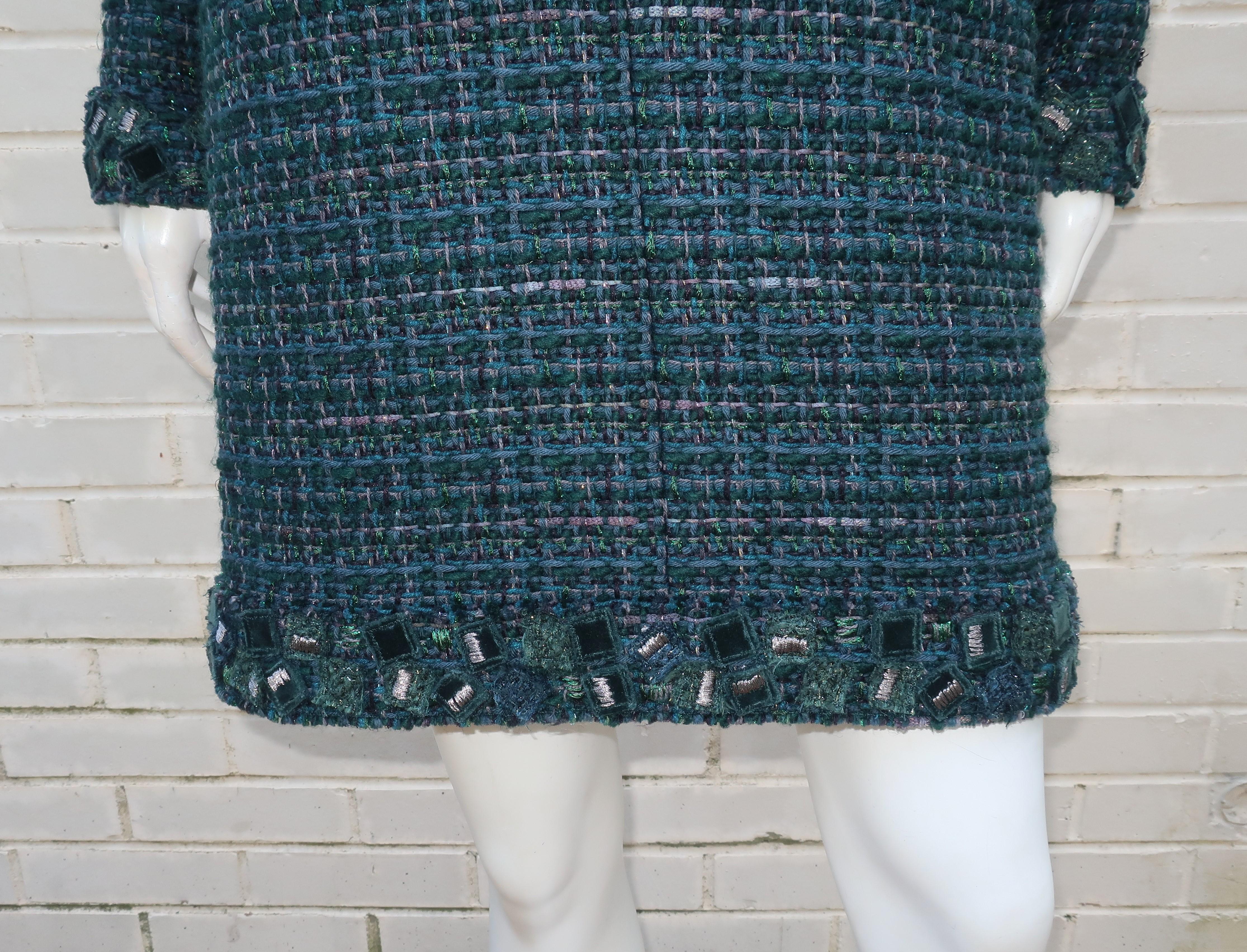 Chanel Teal Green Wool Tweed Dress, Fall 2012 In Good Condition In Atlanta, GA