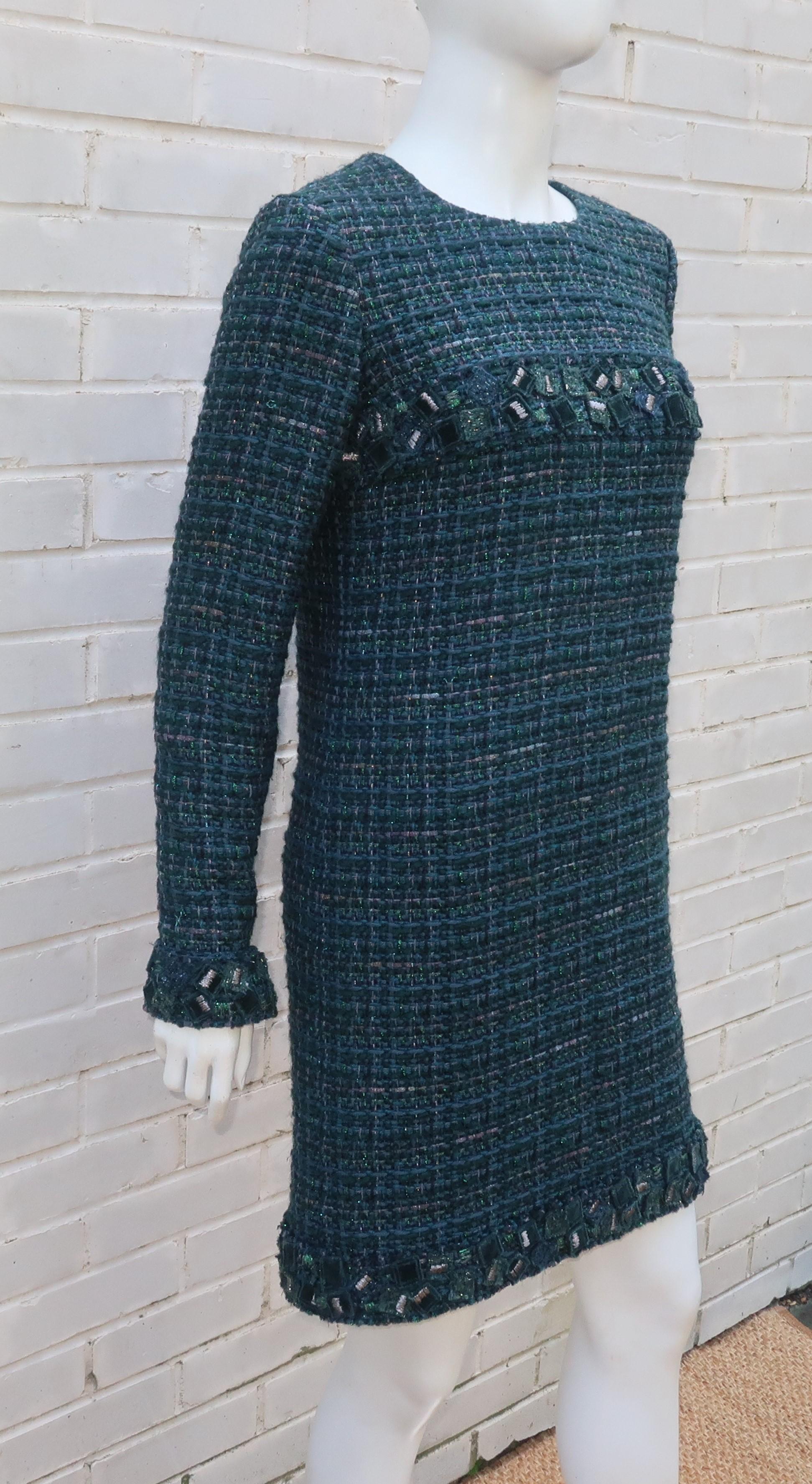 Chanel Teal Green Wool Tweed Dress, Fall 2012 1