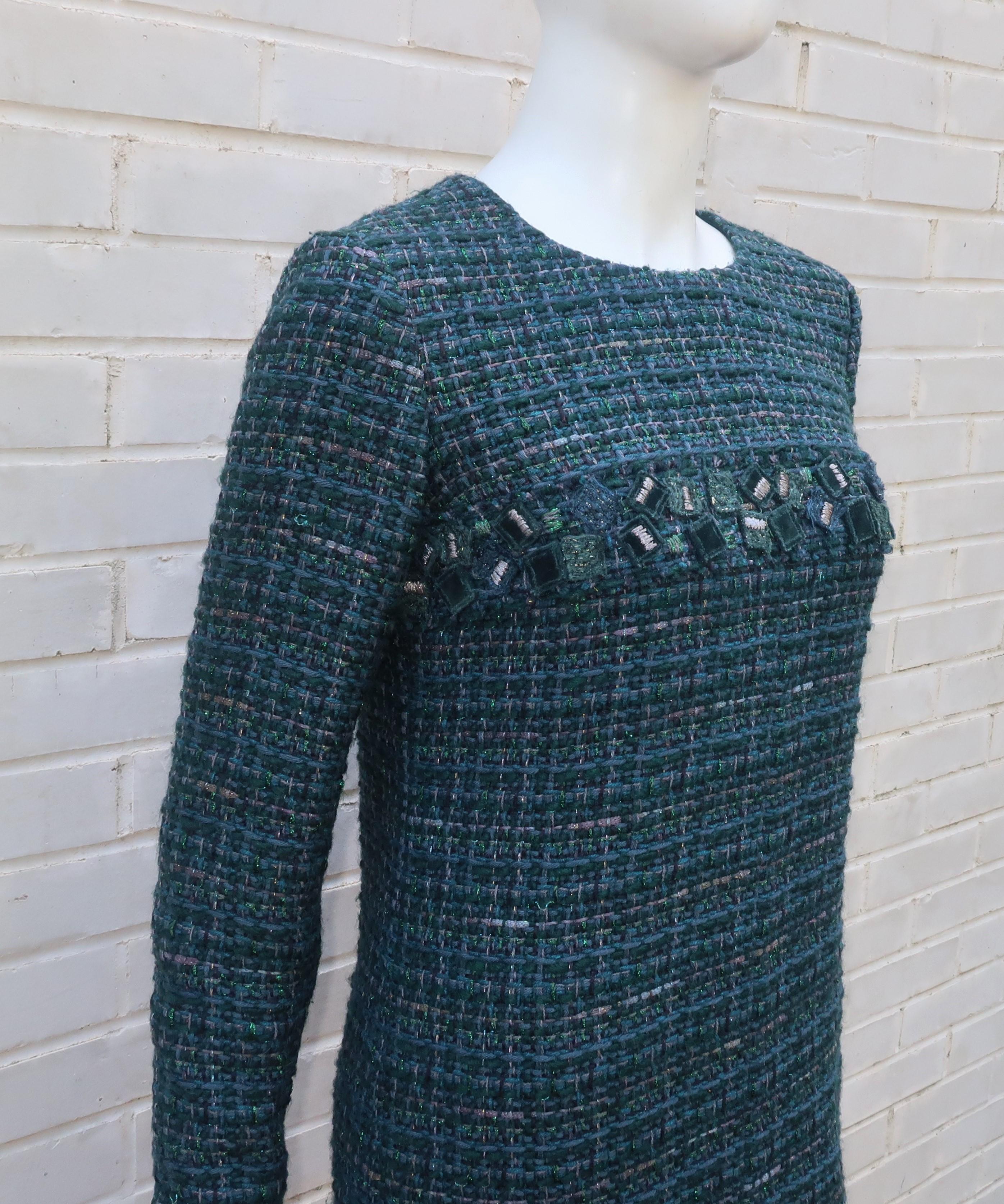 Chanel Teal Green Wool Tweed Dress, Fall 2012 2