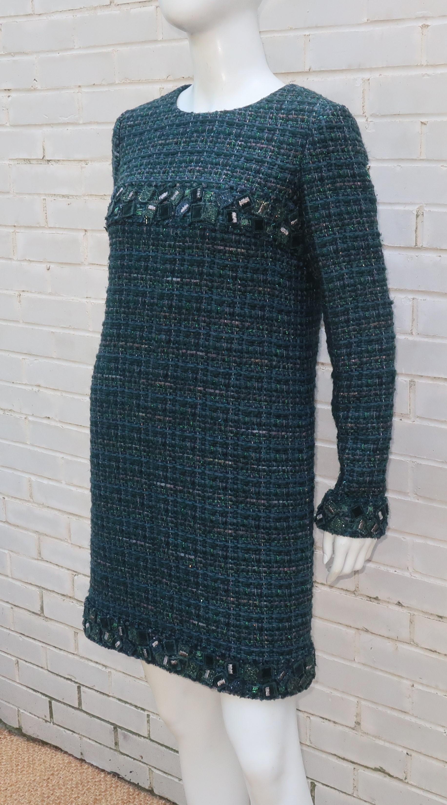 Chanel Teal Green Wool Tweed Dress, Fall 2012 3