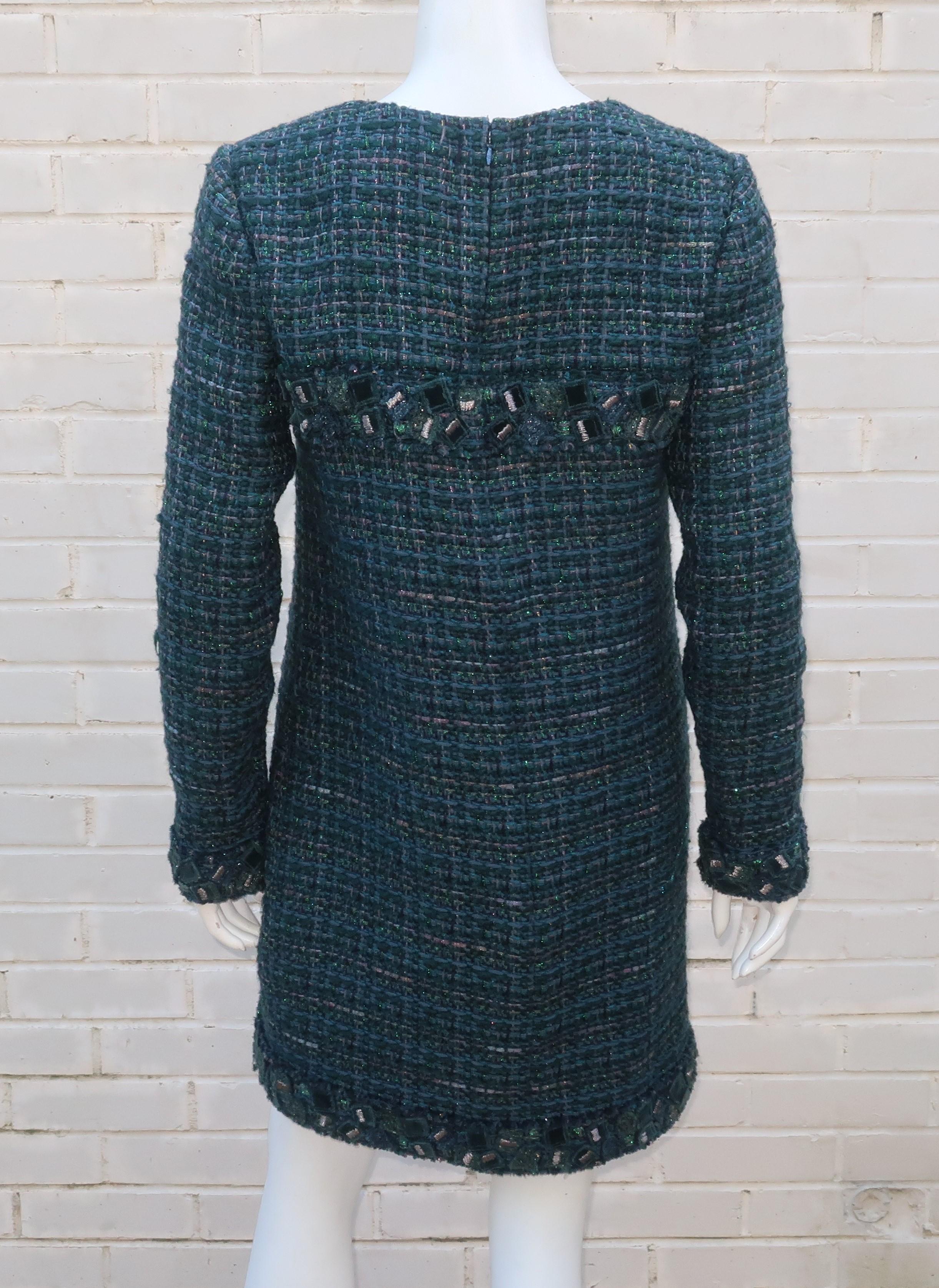 Chanel Teal Green Wool Tweed Dress, Fall 2012 4